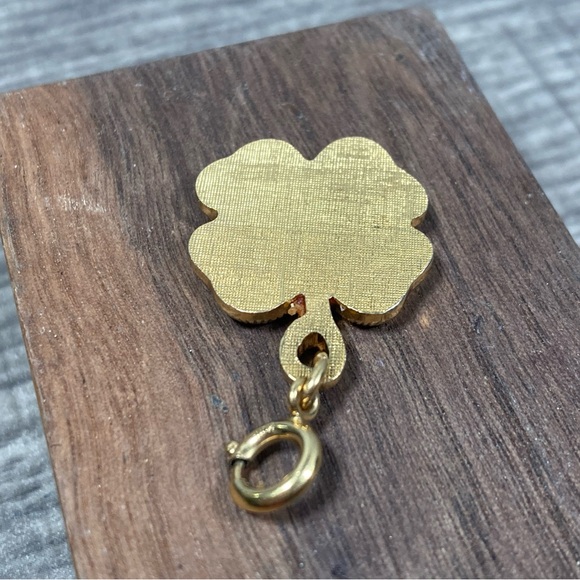 Vintage Monet Gold Four-Leaf Clover Pendant Charm - Picture 7 of 9